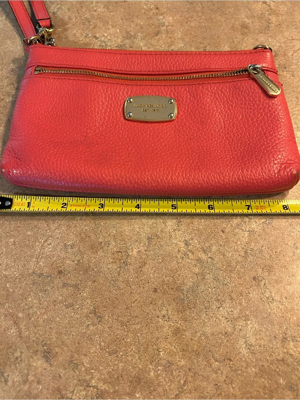Michael Kors Coral Barbie Pink Leather Wristlet Clutch